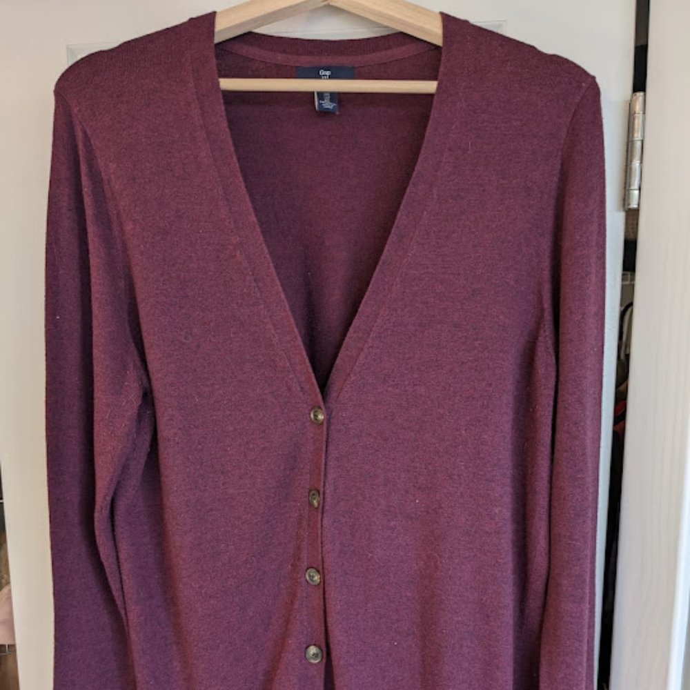 Gap Wine Colored V-Neck Cardigan